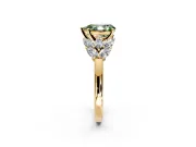 Leaf Cluster Engagement Ring Setting for Fancy Green Pear-Shaped Center with Marquise Accents and Prong Head in Yellow Gold