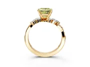 Solitaire Engagement Ring Setting for Fancy Yellow Princess Cut Center with Marquise Accent Twist Band and Prong Head in Yellow Gold
