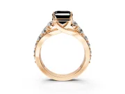 Solitaire Engagement Ring Setting for Fancy Black Asscher Cut Center with Graduated Shared Prongs and Prong Head in Rose Gold