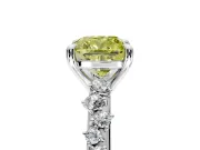 Solitaire Engagement Ring Setting for Fancy Yellow Cushion Cut Center with Trailing Leaf Accent Band and Prong Head in Sterling Silver