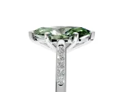Solitaire Engagement Ring Setting for Fancy Green Marquise Center with Channel Accents and Prong Head in White Gold
