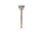 Solitaire Engagement Ring Setting for Fancy Blue Princess Cut Center with Large Accent Band and Prong Head in Rose Gold