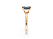 Minimalist Solitaire Engagement Ring Setting for Fancy Blue Emerald Cut Center with Thin Band and Prong Head in Rose Gold
