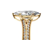 Solitaire Engagement Ring Setting for Marquise Center with Pave Rail Split Shank and Prong Head in Yellow Gold