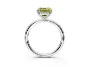 Hidden Halo Engagement Ring Setting for Fancy Yellow Asscher Cut Center with Thin Rounded Band and Prong Head in Sterling Silver