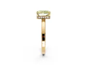 Hidden Halo Engagement Ring Setting for Fancy Yellow Radiant Cut Center with Wide Flat Plain Band and Prong Head in Yellow Gold
