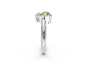 Halo Engagement Ring Setting for Fancy Yellow Heart-Shaped Center with Tapered Plain Band and Prong Head in Sterling Silver