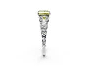 Solitaire Engagement Ring Setting for Fancy Yellow Princess Cut Center with Pave Split Shank and Prong Head in White Gold