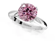 Solitaire Engagement Ring Setting for Fancy Pink Round Cut Center with Reverse Tapered Band and Prong Head in Sterling Silver