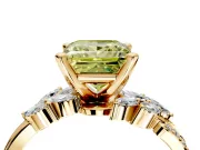 Solitaire Engagement Ring Setting for Fancy Yellow Princess Cut Center with Marquise Accent Twist Band and Prong Head in Yellow Gold