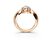 Halo Engagement Ring Setting for Pear-Shaped Center with Tapered Plain Band and Prong Head in Rose Gold