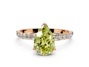 Solitaire Engagement Ring Setting for Fancy Yellow Pear-Shaped Center with Fine Pave Accents and Prong Head in Rose Gold
