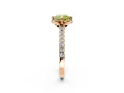 Floral Engagement Ring Setting for Fancy Yellow Cushion Cut Center with Pave Band and Floral Prong Head in Rose Gold