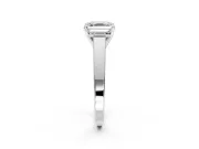 Solitaire Engagement Ring Setting for Asscher Cut Center with Tapered Split Shoulders and Prong Head in Sterling Silver