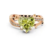 Solitaire Engagement Ring Setting for Fancy Yellow Heart-Shaped Center with Pave and Plain Crossover Band and Prong Head in Rose Gold