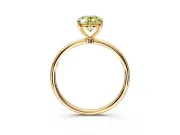Solitaire Engagement Ring Setting for Fancy Yellow Oval Center with Straight Thin Band and Prong Head in Yellow Gold