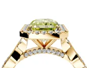 Halo Engagement Ring Setting for Fancy Yellow Radiant Cut Center with Twist Band and Prong Head in Yellow Gold