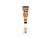 Leaf Engagement Ring Setting for Fancy Black Asscher Cut Center with Milgrain Accent Band and Prong Head in Rose Gold