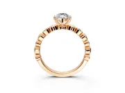Solitaire Engagement Ring Setting for Marquise Center with Beaded Bezel Station Band and Prong Head in Rose Gold