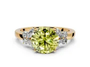 Solitaire Engagement Ring Setting for Fancy Yellow Round Cut Center with Marquise Flower Shoulders and Prong Head in Yellow Gold