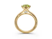 Solitaire Engagement Ring Setting for Fancy Yellow Round Cut Center with Milgrain Cathedral Band and Prong Head in Yellow Gold