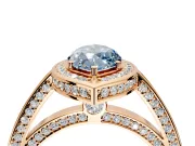 Halo Engagement Ring Setting for Fancy Blue Marquise Center with Framed Halo, Pave Band and Prong Head in Rose Gold