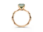Solitaire Engagement Ring Setting for Fancy Green Asscher Cut Center with Bamboo Band and Prong Head in Rose Gold