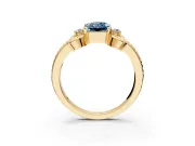 Solitaire Engagement Ring Setting for Fancy Blue Radiant Cut Center with Twisted Band and Scroll Prong Head in Yellow Gold