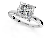 Solitaire Engagement Ring Setting for Princess Cut Center with Plain Band and Tulip Prong Head in Platinum