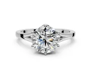 Solitaire Engagement Ring Setting for Round Cut Center with Plain Split Shank and Prong Head in Platinum