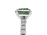 Solitaire Engagement Ring Setting for Fancy Green Princess Cut Center with Single Row Accent Band and Prong Head in White Gold