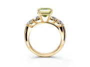 5 Stone Engagement Ring Setting for Fancy Yellow Asscher Cut Center with Graduated Accents and Prong Head in Yellow Gold