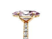 Solitaire Engagement Ring Setting for Fancy Pink Marquise Center with Fine Pave Narrow Band and Prong Head in Yellow Gold