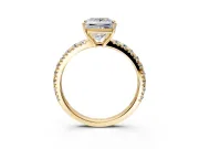 Solitaire Engagement Ring Setting for Princess Cut Center with Large Accent Band and Prong Head in Yellow Gold