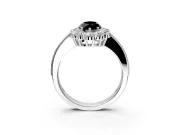Halo Engagement Ring Setting for Fancy Black Marquise Center with Milgrain Channel Band and Prong Head in White Gold
