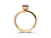 Solitaire Engagement Ring Setting for Fancy Pink Emerald Cut Center with Scrollwork Band and Prong Head in Yellow Gold