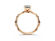 Solitaire Engagement Ring Setting for Emerald Cut Center with Bamboo Band and Prong Head in Rose Gold