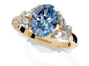 Solitaire Engagement Ring Setting for Fancy Blue Oval Center with Marquise Flower Shoulders and Prong Head in Yellow Gold