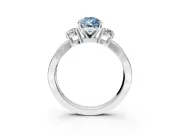 3 Stone Engagement Ring Setting for Fancy Blue Pear-Shaped Center with Pave Twist Band and Prong Head in Platinum