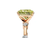 Solitaire Engagement Ring Setting for Fancy Yellow Radiant Cut Center with Bezel Station Band and Prong Head in Rose Gold