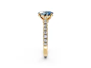 Solitaire Engagement Ring Setting for Fancy Blue Oval Center with Single Row Accent Band and Prong Head in Yellow Gold