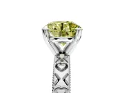 Solitaire Engagement Ring Setting for Fancy Yellow Round Cut Center with XO Engraved Band and Prong Head in Platinum