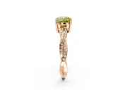 Solitaire Engagement Ring Setting for Fancy Yellow Cushion Cut Center with Twisted Pave Band and Prong Head in Rose Gold