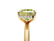 Hidden Halo Engagement Ring Setting for Fancy Yellow Princess Cut Center with Thin Round-Wire Band and Prong Head in Yellow Gold