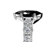 Solitaire Engagement Ring Setting for Fancy Black Marquise Center with Pave Cathedral Shoulders and Prong Head in Sterling Silver