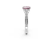 Cluster Engagement Ring Setting for Fancy Pink Princess Cut Center with Bezel Accent Clusters and Prong Head in Platinum