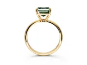 Minimalist Solitaire Engagement Ring Setting for Fancy Green Asscher Cut Center with Thin Band and Prong Head in Yellow Gold