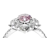 Floral Halo Engagement Ring Setting for Fancy Pink Marquise Center with Pave Accents and Prong Head in Sterling Silver