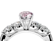 5 Stone Engagement Ring Setting for Fancy Pink Pear-Shaped Center with Graduated Accents and Prong Head in Platinum