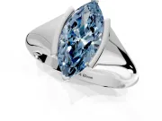 Tension Engagement Ring Setting for Fancy Blue Marquise Center with Wide Tapered Band and Tension Head in Platinum